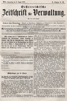 Oesterreichische Zeitschrift für Verwaltung. Jg. 10, 1877, nr 32