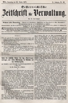 Oesterreichische Zeitschrift für Verwaltung. Jg. 10, 1877, nr 43