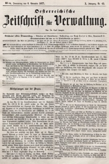 Oesterreichische Zeitschrift für Verwaltung. Jg. 10, 1877, nr 45