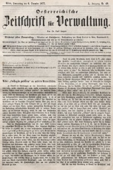 Oesterreichische Zeitschrift für Verwaltung. Jg. 10, 1877, nr 49
