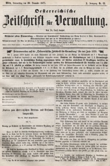 Oesterreichische Zeitschrift für Verwaltung. Jg. 10, 1877, nr 51