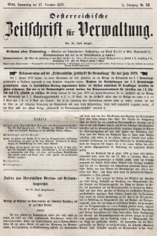 Oesterreichische Zeitschrift für Verwaltung. Jg. 10, 1877, nr 52