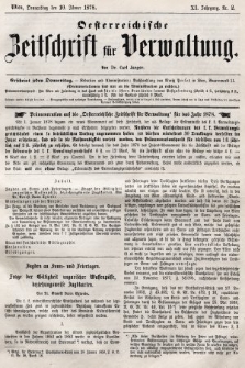 Oesterreichische Zeitschrift für Verwaltung. Jg. 11, 1878, nr 2