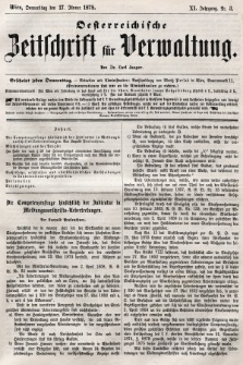 Oesterreichische Zeitschrift für Verwaltung. Jg. 11, 1878, nr 3
