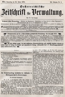 Oesterreichische Zeitschrift für Verwaltung. Jg. 11, 1878, nr 4