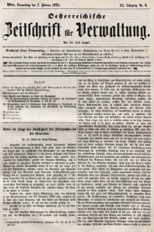 Oesterreichische Zeitschrift für Verwaltung. Jg. 11, 1878, nr 6