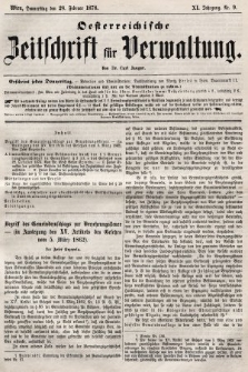 Oesterreichische Zeitschrift für Verwaltung. Jg. 11, 1878, nr 9