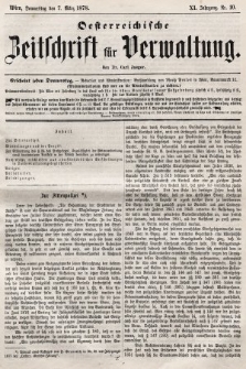 Oesterreichische Zeitschrift für Verwaltung. Jg. 11, 1878, nr 10