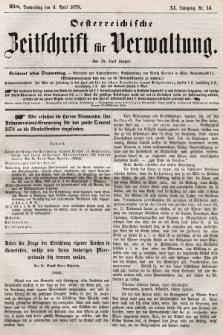 Oesterreichische Zeitschrift für Verwaltung. Jg. 11, 1878, nr 14