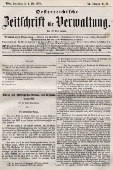 Oesterreichische Zeitschrift für Verwaltung. Jg. 11, 1878, nr 18