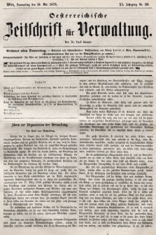 Oesterreichische Zeitschrift für Verwaltung. Jg. 11, 1878, nr 20