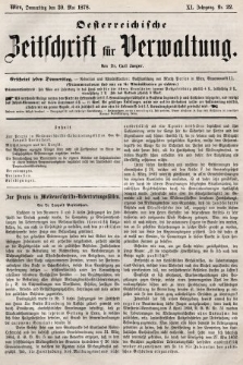 Oesterreichische Zeitschrift für Verwaltung. Jg. 11, 1878, nr 22
