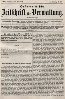 Oesterreichische Zeitschrift für Verwaltung. Jg. 11, 1878, nr 27