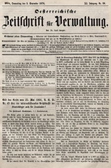 Oesterreichische Zeitschrift für Verwaltung. Jg. 11, 1878, nr 36