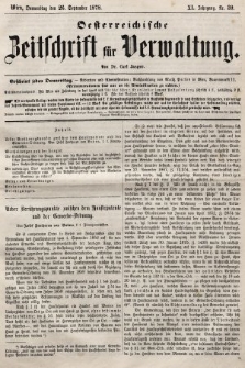Oesterreichische Zeitschrift für Verwaltung. Jg. 11, 1878, nr 39