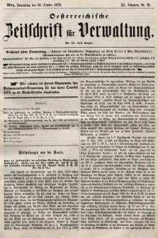 Oesterreichische Zeitschrift für Verwaltung. Jg. 11, 1878, nr 41