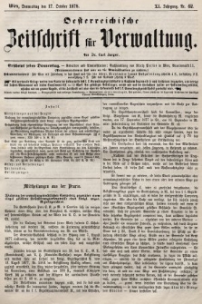 Oesterreichische Zeitschrift für Verwaltung. Jg. 11, 1878, nr 42