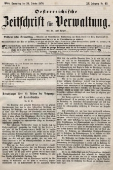 Oesterreichische Zeitschrift für Verwaltung. Jg. 11, 1878, nr 43