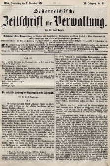Oesterreichische Zeitschrift für Verwaltung. Jg. 11, 1878, nr 49