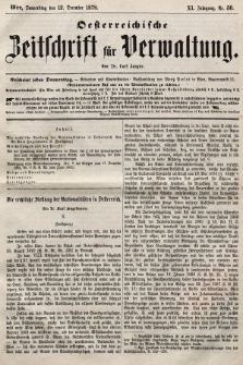 Oesterreichische Zeitschrift für Verwaltung. Jg. 11, 1878, nr 50