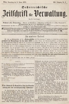 Oesterreichische Zeitschrift für Verwaltung. Jg. 12, 1879, nr 1