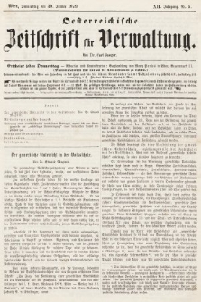Oesterreichische Zeitschrift für Verwaltung. Jg. 12, 1879, nr 5