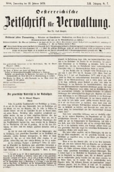 Oesterreichische Zeitschrift für Verwaltung. Jg. 12, 1879, nr 7