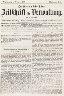 Oesterreichische Zeitschrift für Verwaltung. Jg. 12, 1879, nr 8
