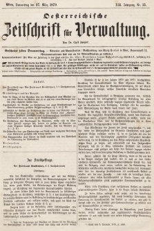 Oesterreichische Zeitschrift für Verwaltung. Jg. 12, 1879, nr 13
