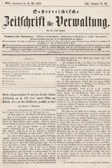 Oesterreichische Zeitschrift für Verwaltung. Jg. 12, 1879, nr 20