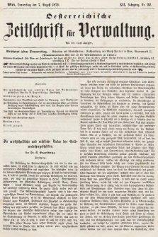 Oesterreichische Zeitschrift für Verwaltung. Jg. 12, 1879, nr 32