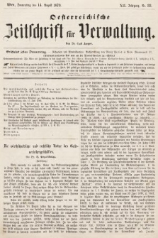 Oesterreichische Zeitschrift für Verwaltung. Jg. 12, 1879, nr 33