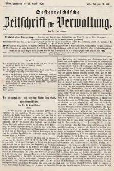 Oesterreichische Zeitschrift für Verwaltung. Jg. 12, 1879, nr 34