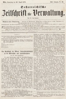 Oesterreichische Zeitschrift für Verwaltung. Jg. 12, 1879, nr 35