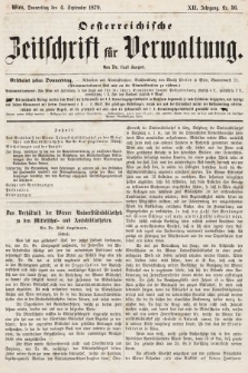 Oesterreichische Zeitschrift für Verwaltung. Jg. 12, 1879, nr 36