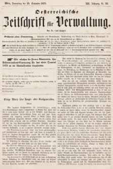Oesterreichische Zeitschrift für Verwaltung. Jg. 12, 1879, nr 39