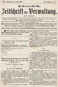 Oesterreichische Zeitschrift für Verwaltung. Jg. 12, 1879, nr 40