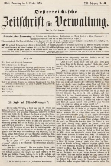 Oesterreichische Zeitschrift für Verwaltung. Jg. 12, 1879, nr 41