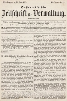 Oesterreichische Zeitschrift für Verwaltung. Jg. 12, 1879, nr 44