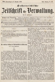 Oesterreichische Zeitschrift für Verwaltung. Jg. 12, 1879, nr 45