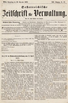 Oesterreichische Zeitschrift für Verwaltung. Jg. 12, 1879, nr 47