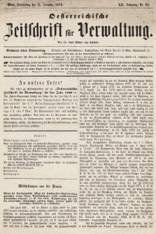 Oesterreichische Zeitschrift für Verwaltung. Jg. 12, 1879, nr 50