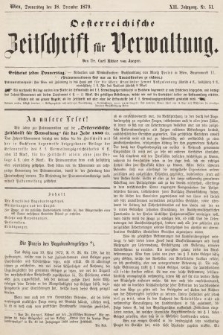 Oesterreichische Zeitschrift für Verwaltung. Jg. 12, 1879, nr 51