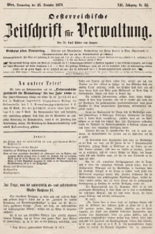 Oesterreichische Zeitschrift für Verwaltung. Jg. 12, 1879, nr 52