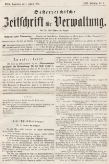 Oesterreichische Zeitschrift für Verwaltung. Jg. 13, 1880, nr 1