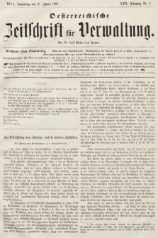 Oesterreichische Zeitschrift für Verwaltung. Jg. 13, 1880, nr 5