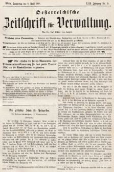 Oesterreichische Zeitschrift für Verwaltung. Jg. 13, 1880, nr 15