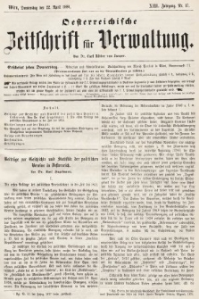 Oesterreichische Zeitschrift für Verwaltung. Jg. 13, 1880, nr 17