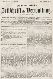 Oesterreichische Zeitschrift für Verwaltung. Jg. 13, 1880, nr 19