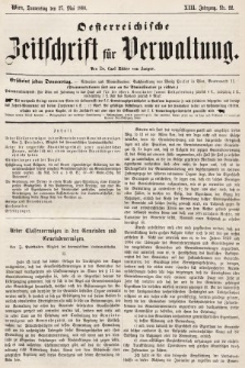 Oesterreichische Zeitschrift für Verwaltung. Jg. 13, 1880, nr 22